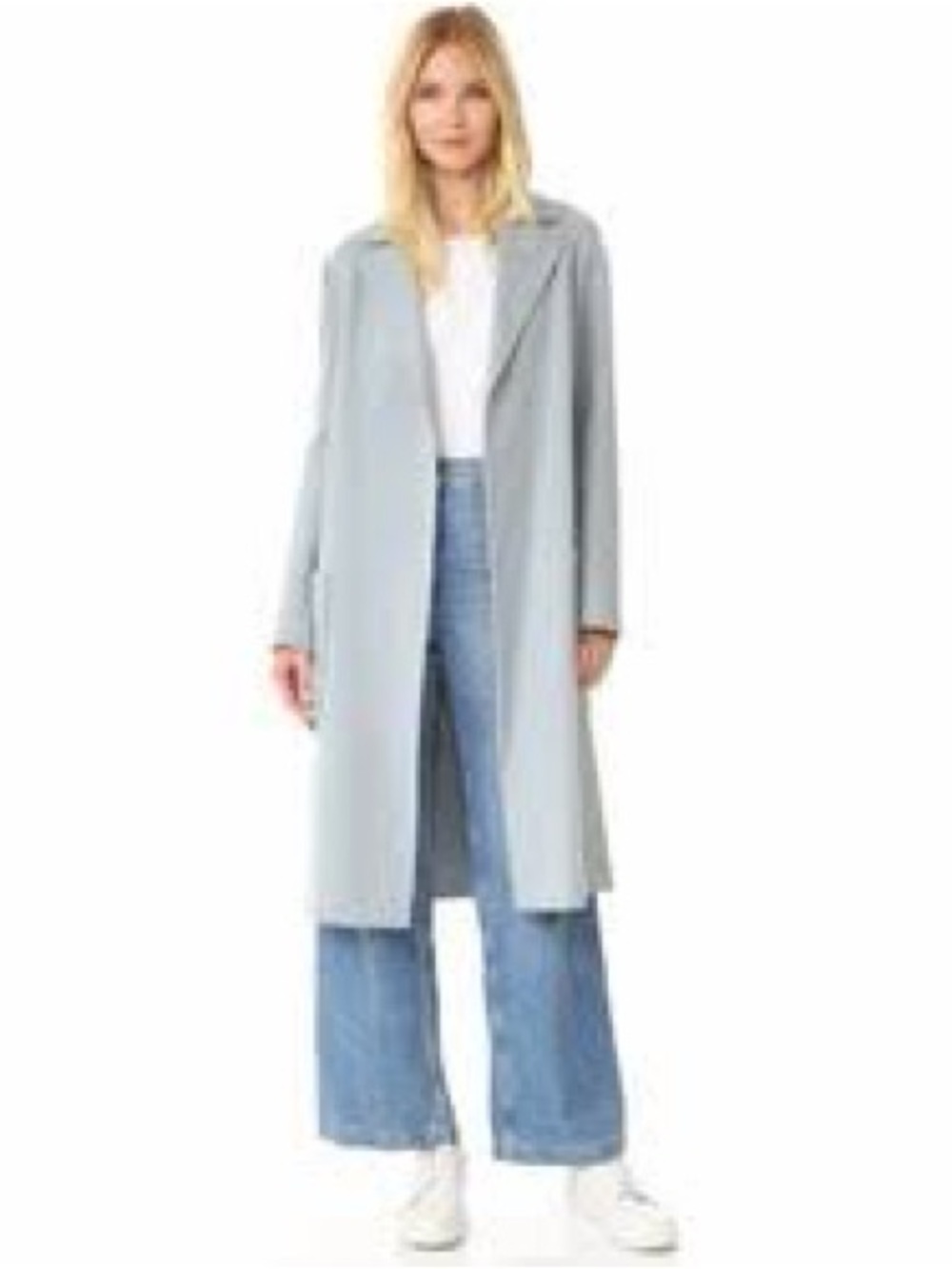 Helmut Lang Light Gray Long Belted Trench Coat